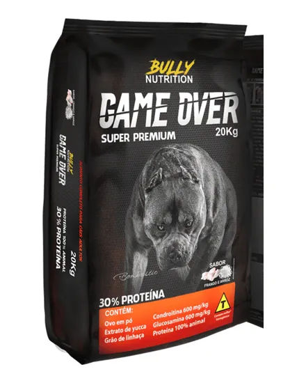 Embalagem da ração Bully Nutrition Game Over Super Premium 20 kg
