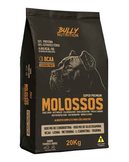 Embalagem da ração Bully Nutrition Molossos Super Premium 20 kg